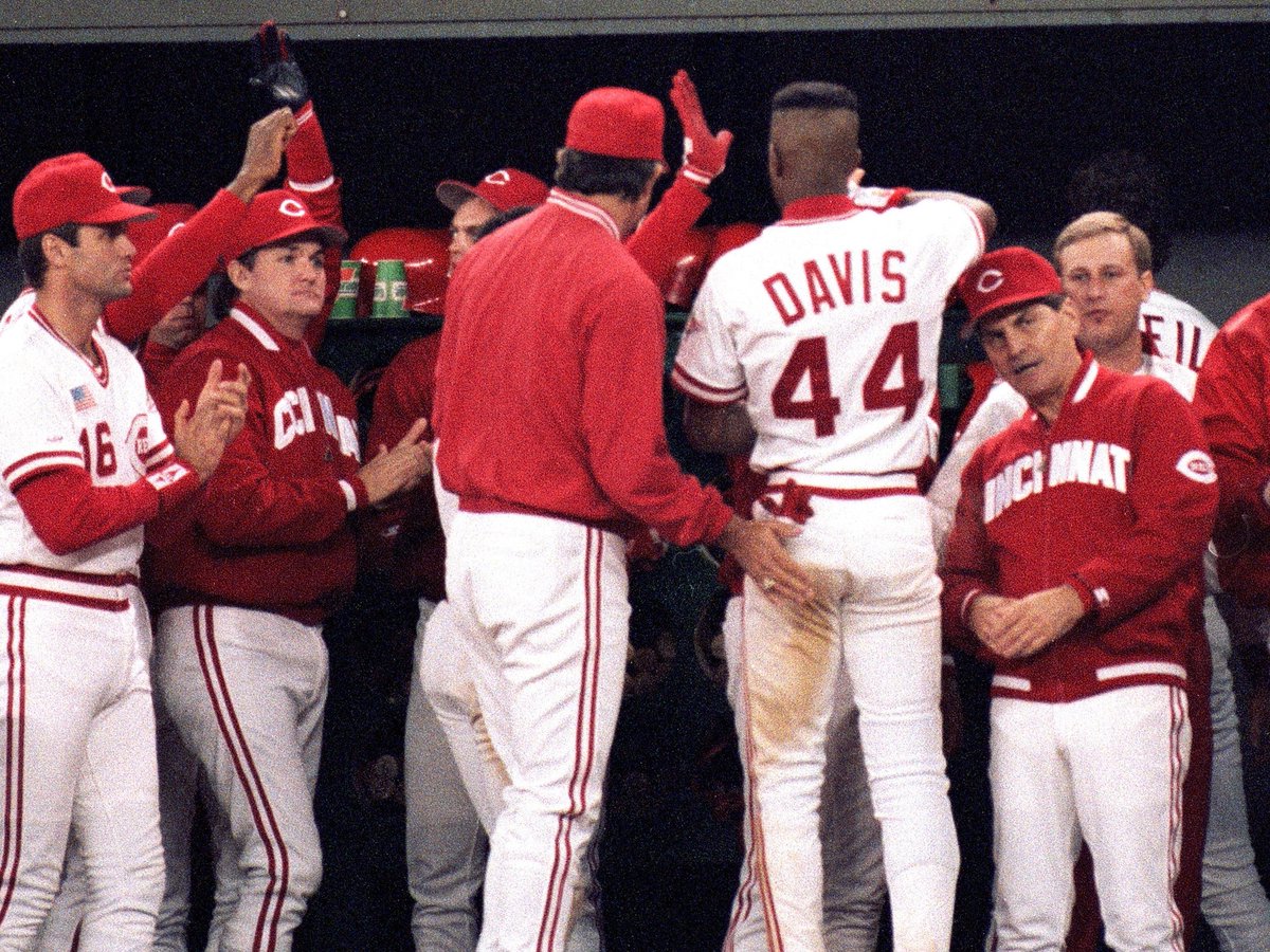 The Reds really should have had Eric Davis throw out the first pitch against the A’s in the series opener in Cincinnati tonight. For old times sake.