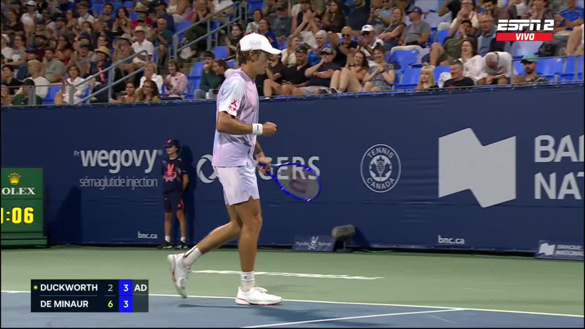 ¡LO QUE JUEGA EL DEMONIO! 😈 🇦🇺 De Miñaur pasó el debut en #Montreal y nos dejó esta joyita. 📺 Mirá el mejor tenis en el Plan Premium de #DisneyPlus.