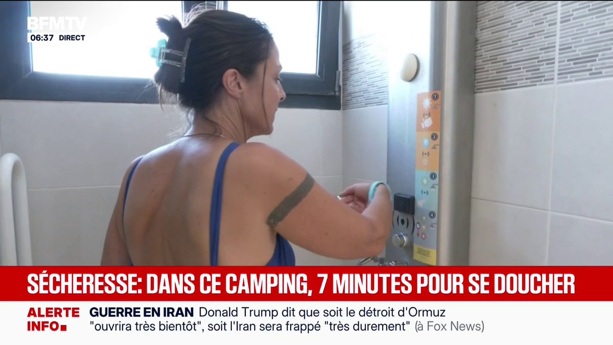 Sécheresse: un camping impose 7 minutes par client pour se doucher