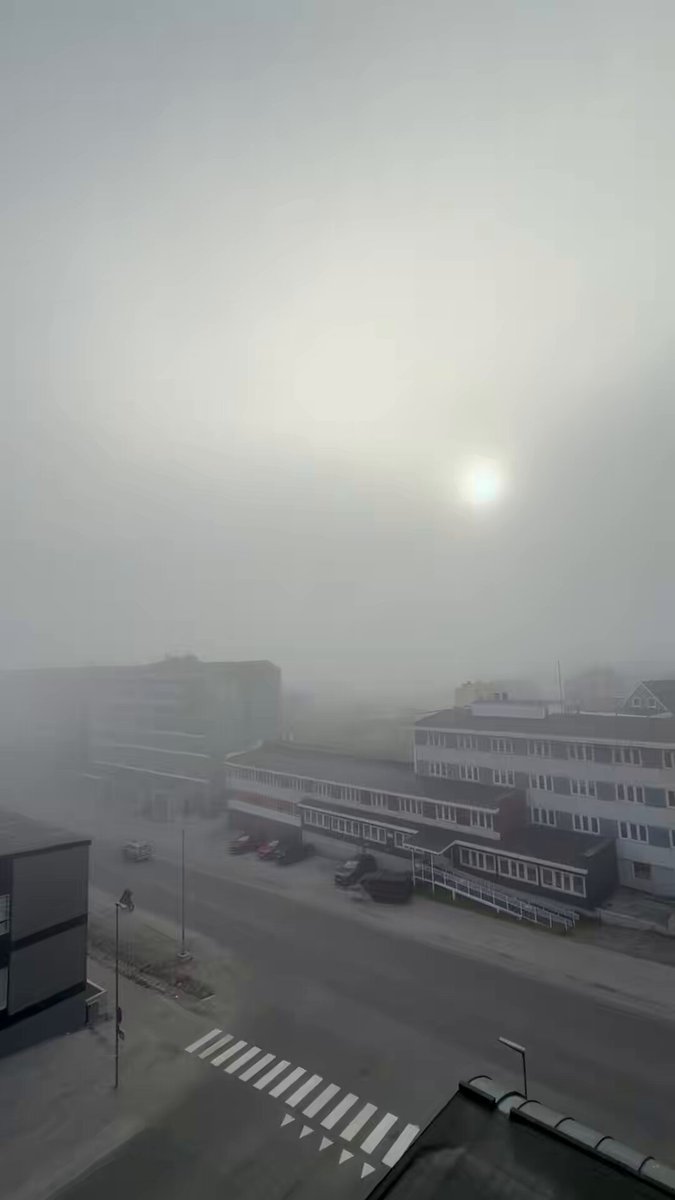 Good morning from foggy Nuuk, Greenland 🇬🇱 August 5, 2026 (8:50am) Temp: +8°C.