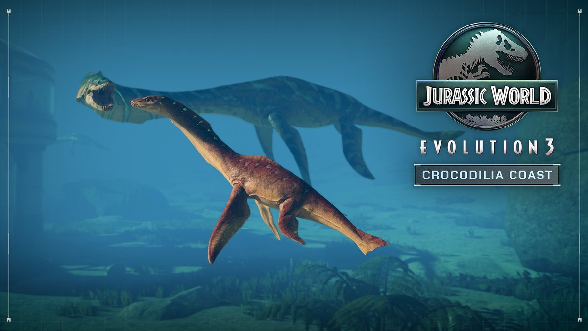 Named after the mythical River Styx, this long-necked plesiosaur family unit introduces the first ever bioluminescent skins for juvenile species in Jurassic World Evolution 3! Included in Jurassic World Evolution 3: Crocodilia Coast, launching 11 August.