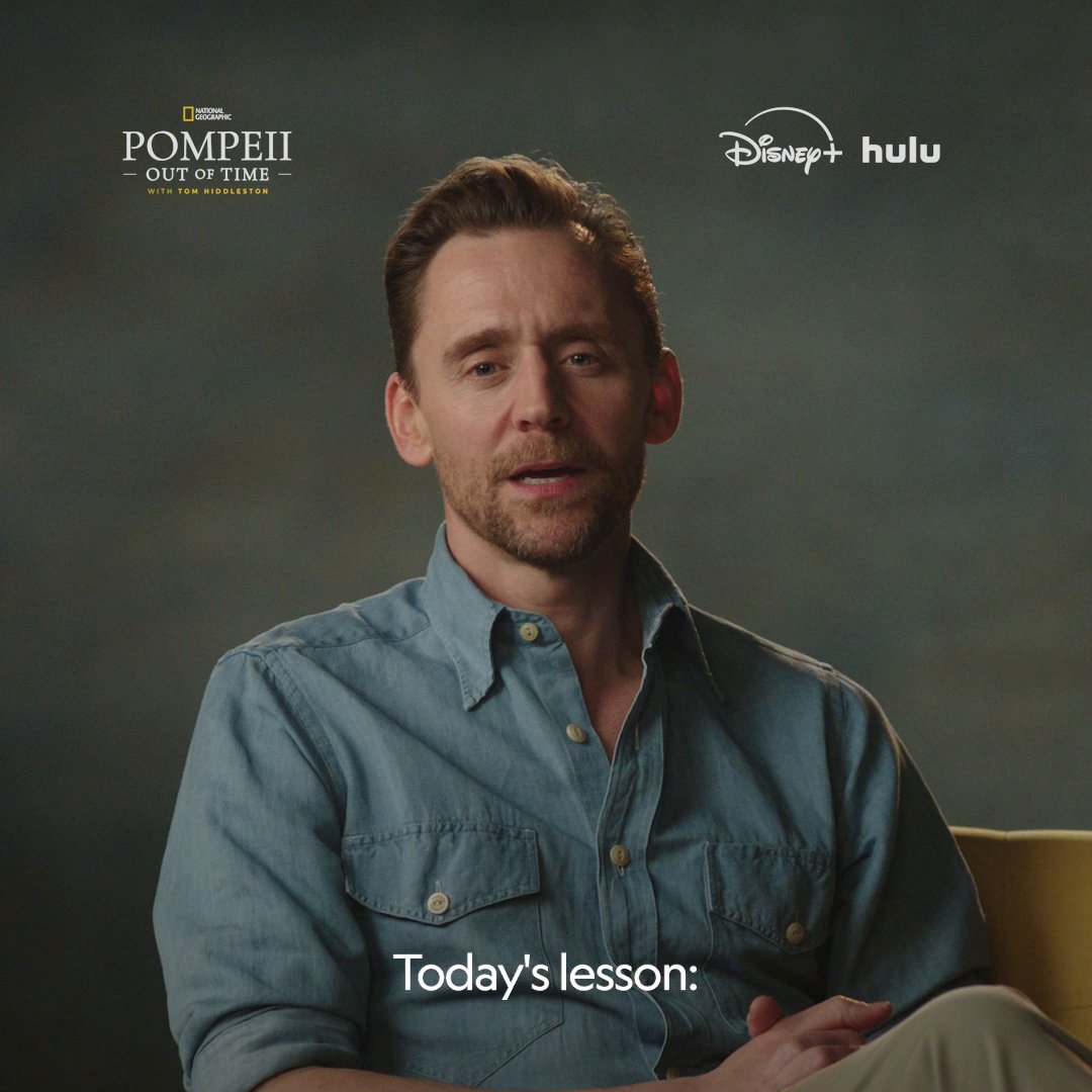 Ready for another Latin lesson with Professor Tom? #PompeiiOutOfTime with Tom Hiddleston is now streaming on Disney+ and Hulu