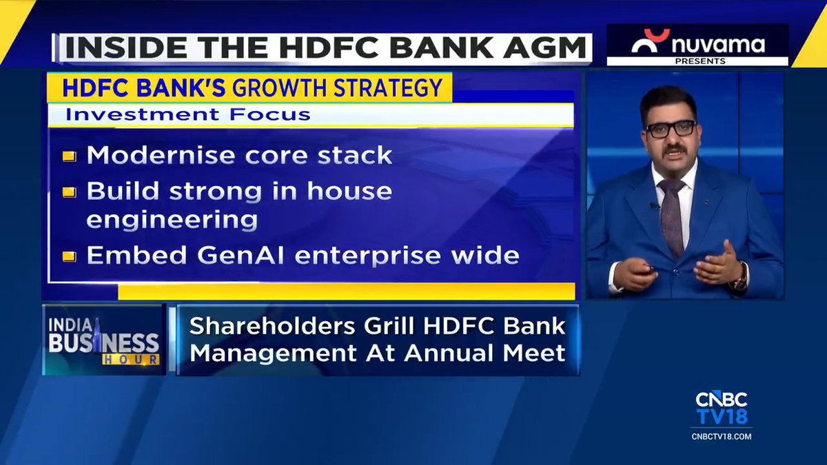🚨INSIDE THE HDFC BANK AGM Shareholders question the management over stock performance. New Chairman Rajiv Kumar promised to rev up growth and emphasised on governance standards. Furquan Moharkan reports👇 #HDFCBank #StockMarket #AGM #HDFCAGM #RajivKumar