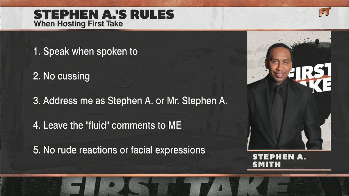 .Stephen A Smith's hosting rules 😅