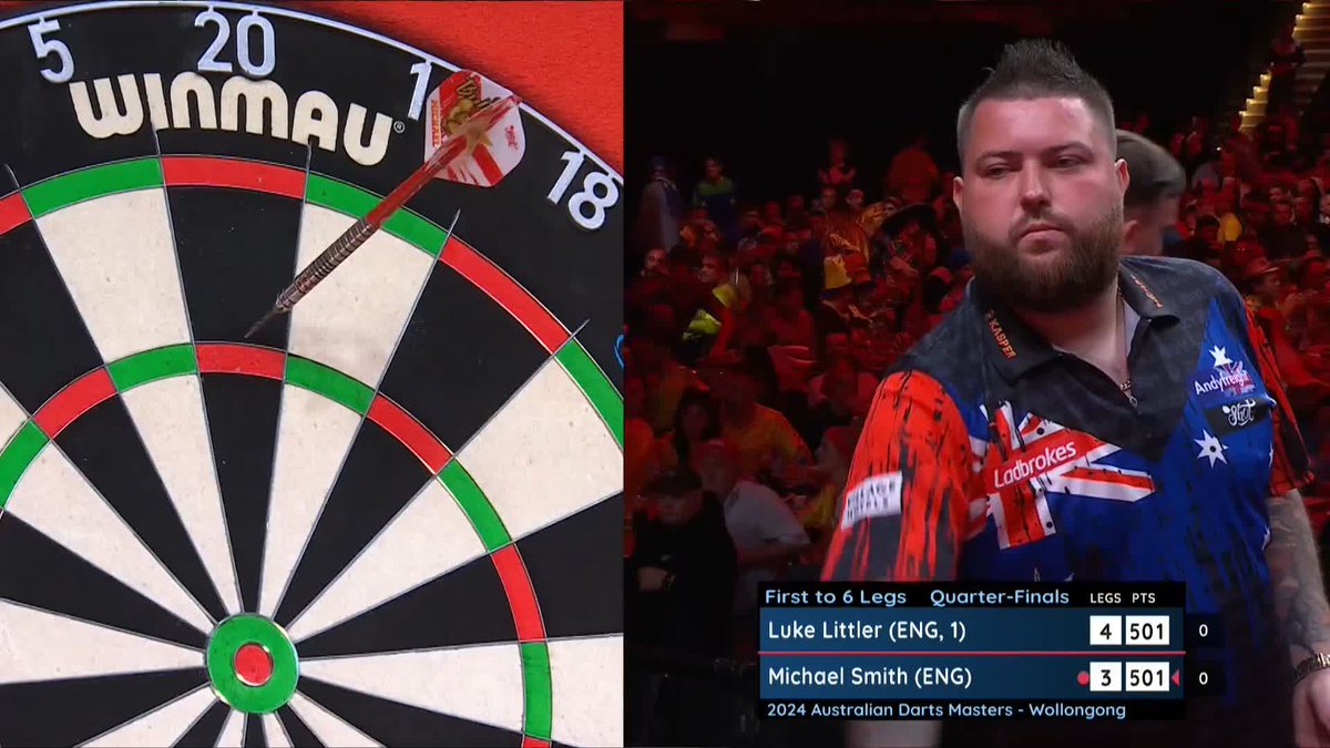 𝗥𝗜𝗗𝗜𝗖𝗨𝗟𝗢𝗨𝗦 𝗗𝗔𝗥𝗧𝗦!!!! 👀🎯😱🔥 🤣 An absolutely INCREDIBLE leg of darts with Luke Littler going 7 darts into a 9 darter only to lose the leg after Michael Smith hits a 161 checkout on the bull 🤯