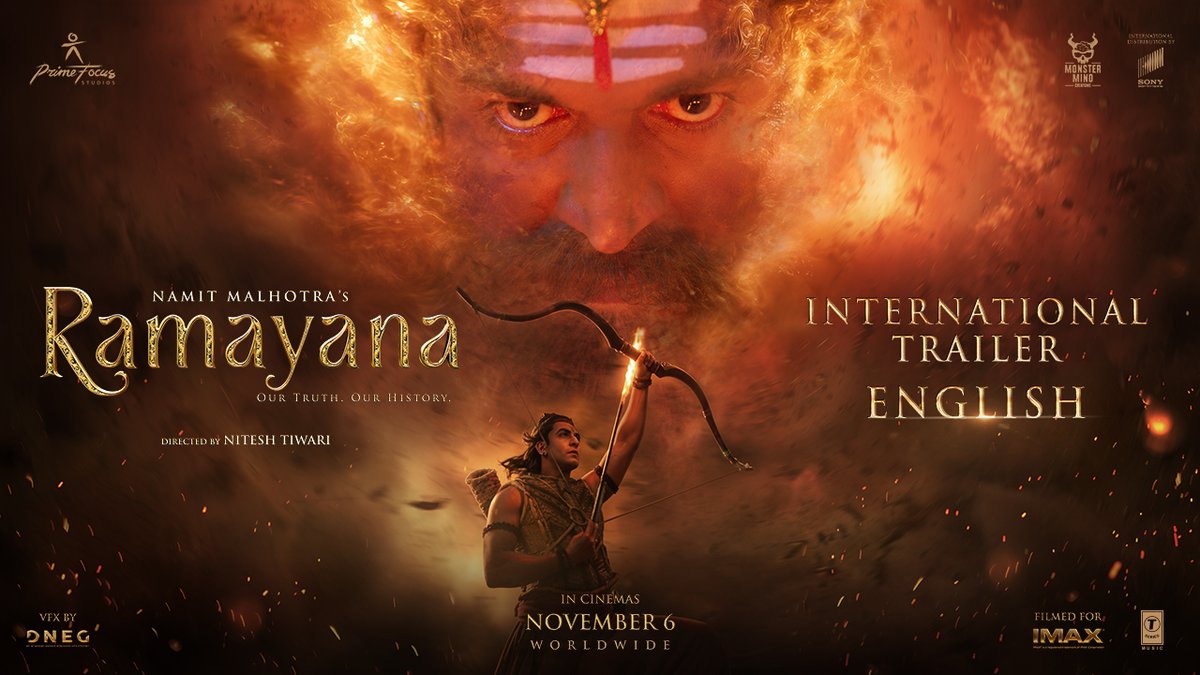 An epic journey unlike anything seen before. Watch the official trailer for #Ramayana, coming to theatres worldwide November 6.