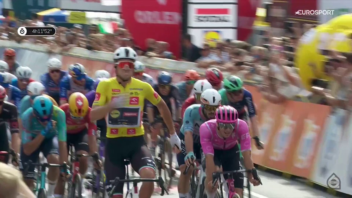 Paul Magnier a été déclassé de la 3e étape du Tour de Pologne, écopant d'un carton jaune également pour avoir dévié de sa ligne. Initialement 14e, le Français a été relégué à la 121e place. #TDP2026