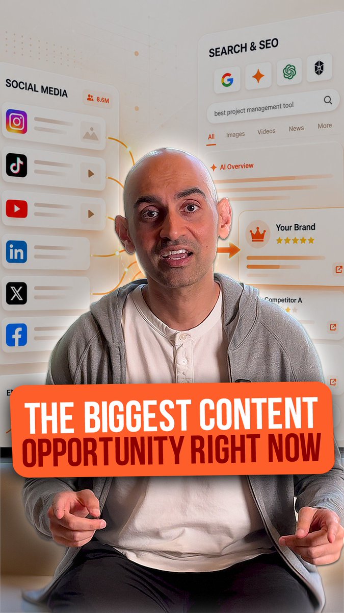 Social media and SEO just had a baby. Google can now show you which Instagram, TikTok, and YouTube posts appear in search, what people searched to find them, and how much traffic they drive. That means your social posts are becoming search results. And almost every search falls into one of four buckets. Informational: “How do I get more protein?” That’s a tutorial video. Navigational: “Netflix login” or “Chipotle locations.” They already know where they want to go, they’re using Google to get there. Commercial: “Best CRM for small businesses.” That person wants comparisons, rankings, and honest reviews. Transactional: “Price,” “discount,” “book,” or “near me.” They’re ready to take action, so give them one clear next step. Most content creators only make informational content because they don’t realize the other three categories exist. Here’s what I tell my clients: type your topic into AnswerThePublic. It shows you the questions and phrases people are already searching for. Then create videos across all four types of search intent, adapt them for Instagram, TikTok, and YouTube, and publish them across every relevant platform. Finally, use Google Search Console to track which topics rank, which searches drive traffic, and which videos deserve follow-ups. You’re not just posting more content. You’re covering the entire customer journey and using real data to decide what to create next. The feed rewards whoever posted last. Search rewards whoever answered best.