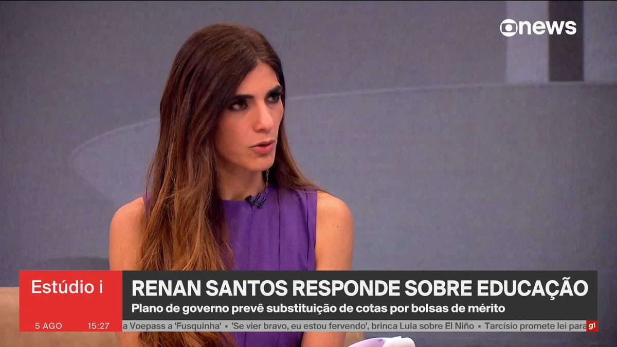 Renan Santos disse à GloboNews que pretende restringir o financiamento estudantil de acordo com a qualidade da universidade e também acabar com o sistema de cotas. ➡️ #Estúdioi - de segunda a sexta, às 13h, na #GloboNews. Assista na TV e no globoplay
