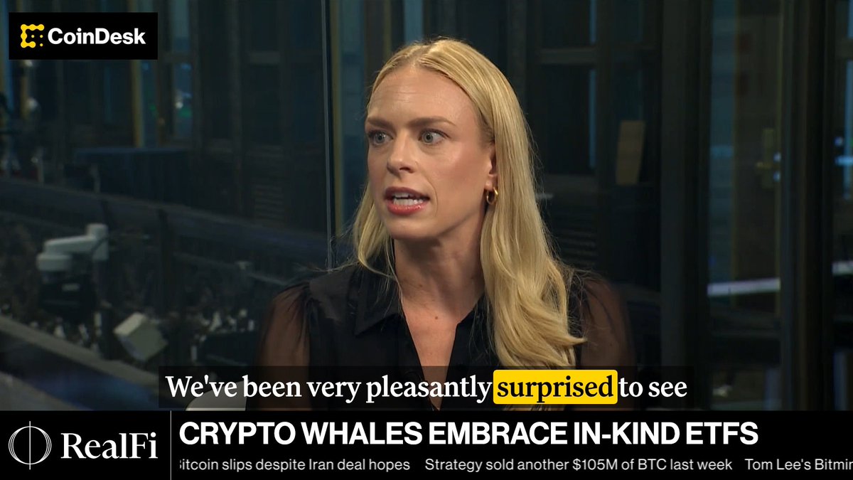 JUST IN: Grayscale's Krista Lynch says crypto-native investors are increasingly embracing in-kind crypto ETFs, citing tax-advantaged accounts, succession planning and custody diversification.