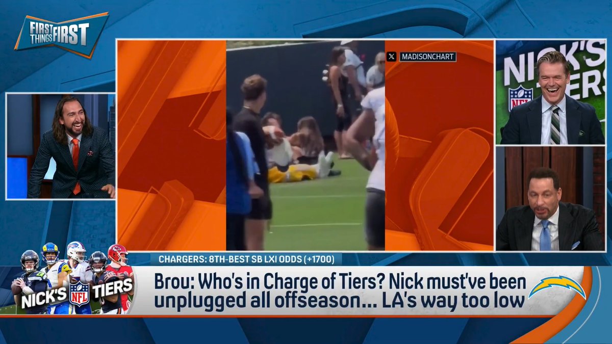.Chris Broussard: “I’m in a bit of a quandary.” Wildes: “Please tell me you prepped the Chargers & we showed you the Justin Herbert video & now you’re stuck.” Brou: “Bingo. THIS HAS ME MESSED UP!...I was all ready to sing the Chargers praises...and then i see this.” 😭😭