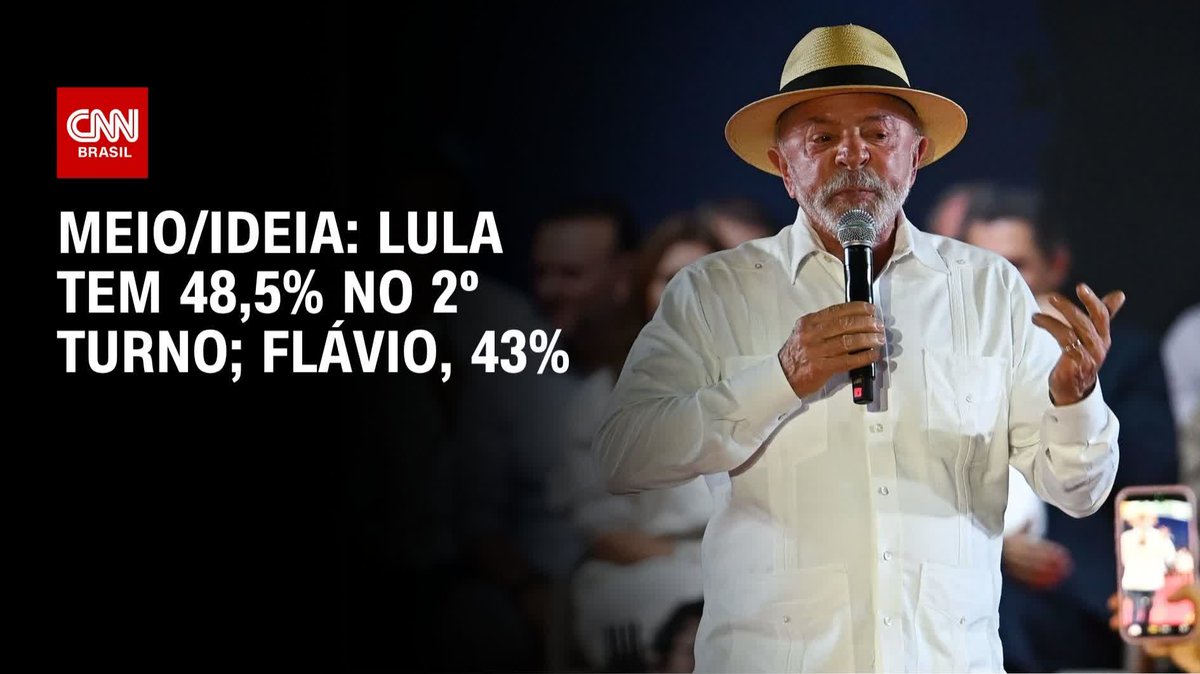 Meio/Ideia: Lula tem 48,5% no 2º turno; Flávio, 43%; assista #HoraH
