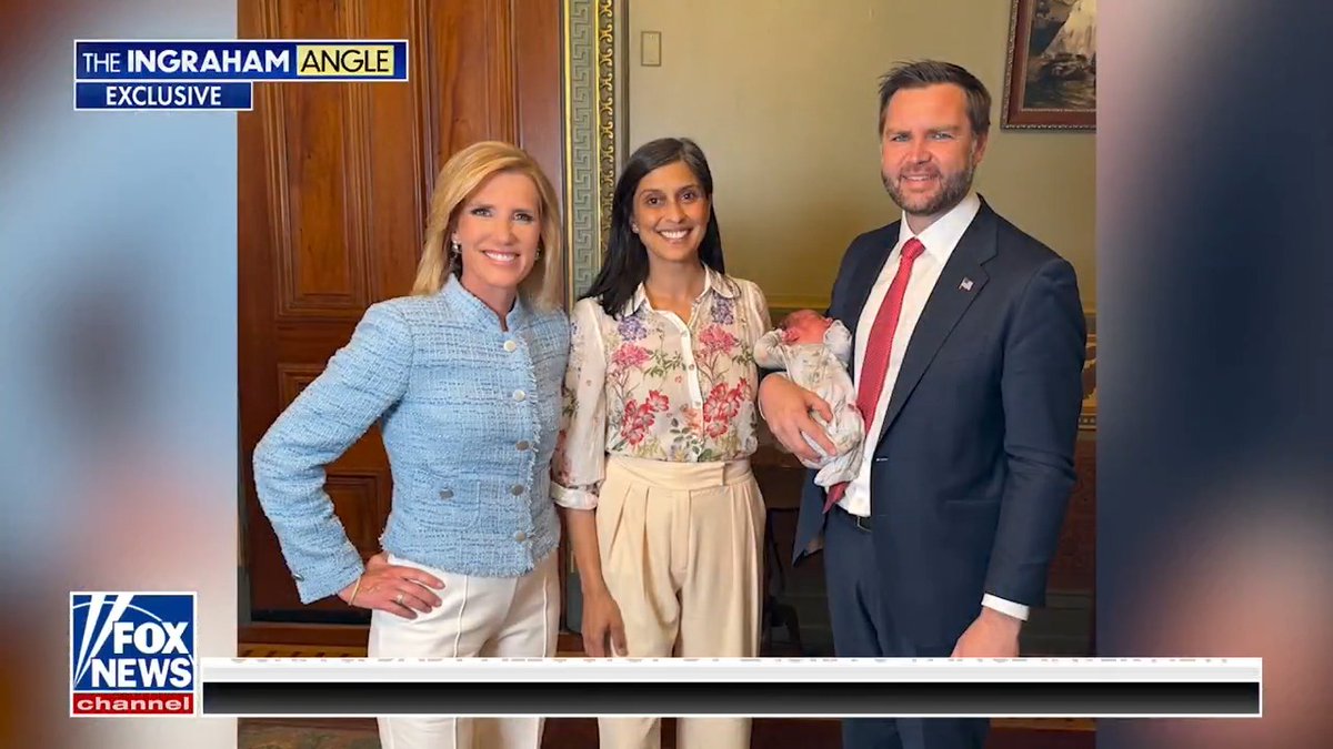 Best surprise of the night: Second Lady Usha Vance and baby Alec stopped by after my interview with the Vice President JD Vance. I got to hold him—and yes, he smiled. ❤️
