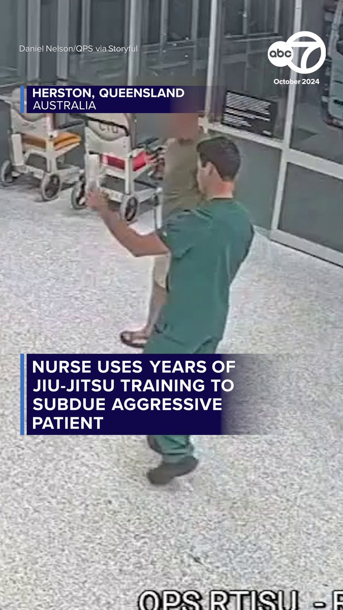 A Queensland nurse used his 10 years of jiu-jitsu training to restrain an aggressive intoxicated patient in an emergency department, later sharing the footage to highlight the violence healthcare workers face.
