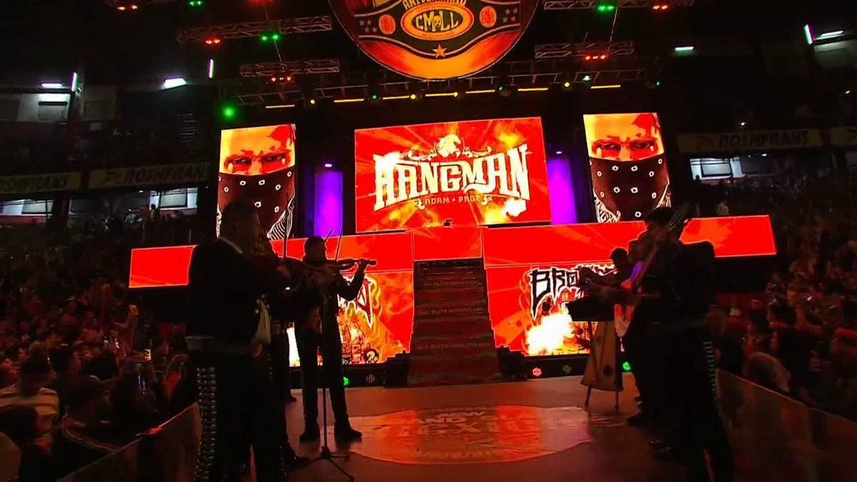 Accompanied by Kemalito, Hangman Page, @BrodyXKing and ROH World Champion @BandidoWrestler enter Arena México ready for their AEW World Trios Championship opportunity against The Demand! Watch #GrandSlamMexico LIVE on TBS & HBO Max