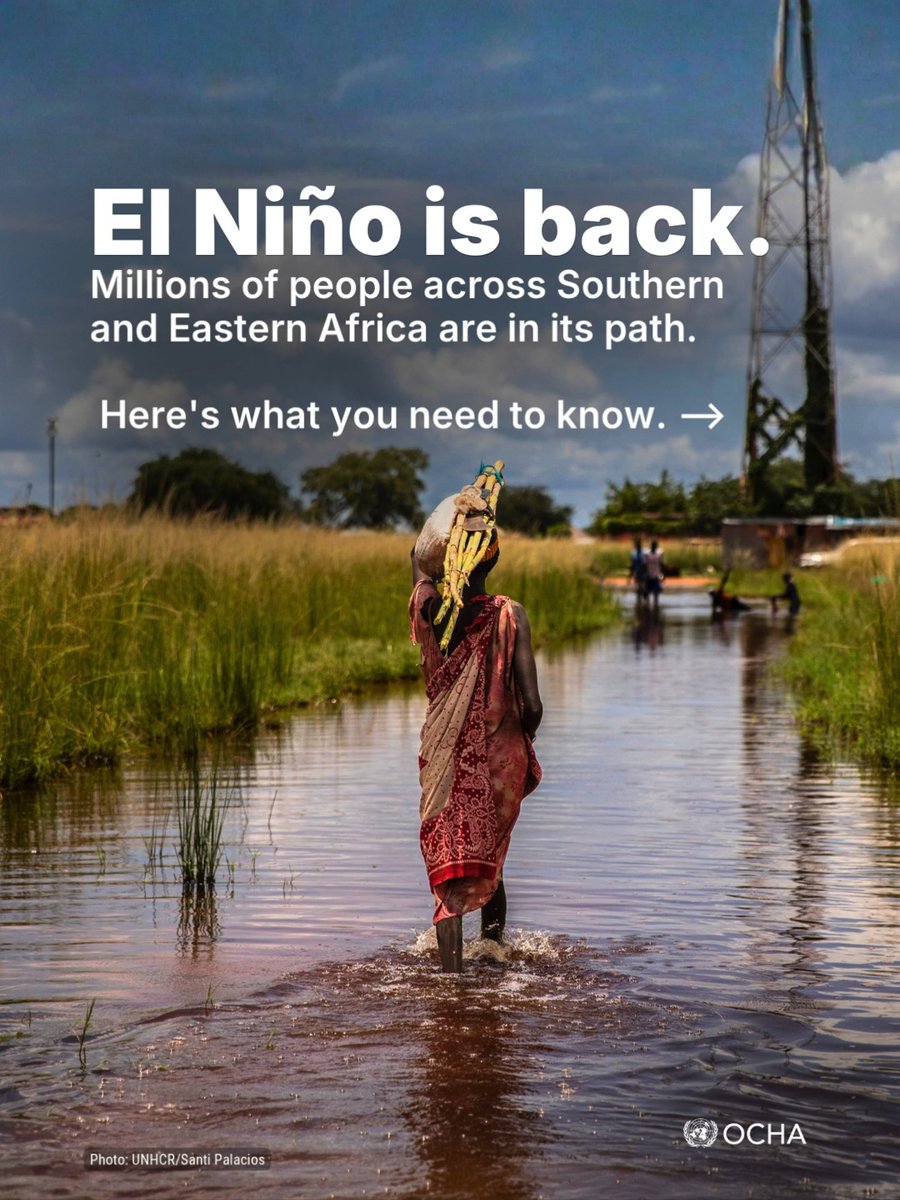 Communities still recovering from the last El Niño could be hit again this year. Floods. Drought. Hunger. Disease. Displacement. Across Southern and Eastern Africa. 8 things to know about what's coming – and why early action is the only answer. ➡️