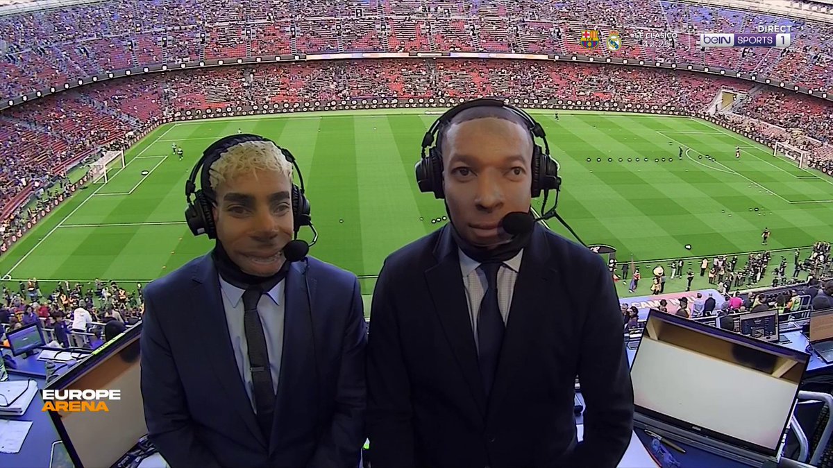 Quand Benjamin Da Silva et Omar Da Fonseca avaient enfilé une cagoule à l’effigie de Kylian Mbappé et Lamine Yamal avant de commenter le dernier Clasico de la saison ! 😭 Un duo 𝗟𝗘́𝗚𝗘𝗡𝗗𝗔𝗜𝗥𝗘 ! 🎙️ (beIN SPORTS)