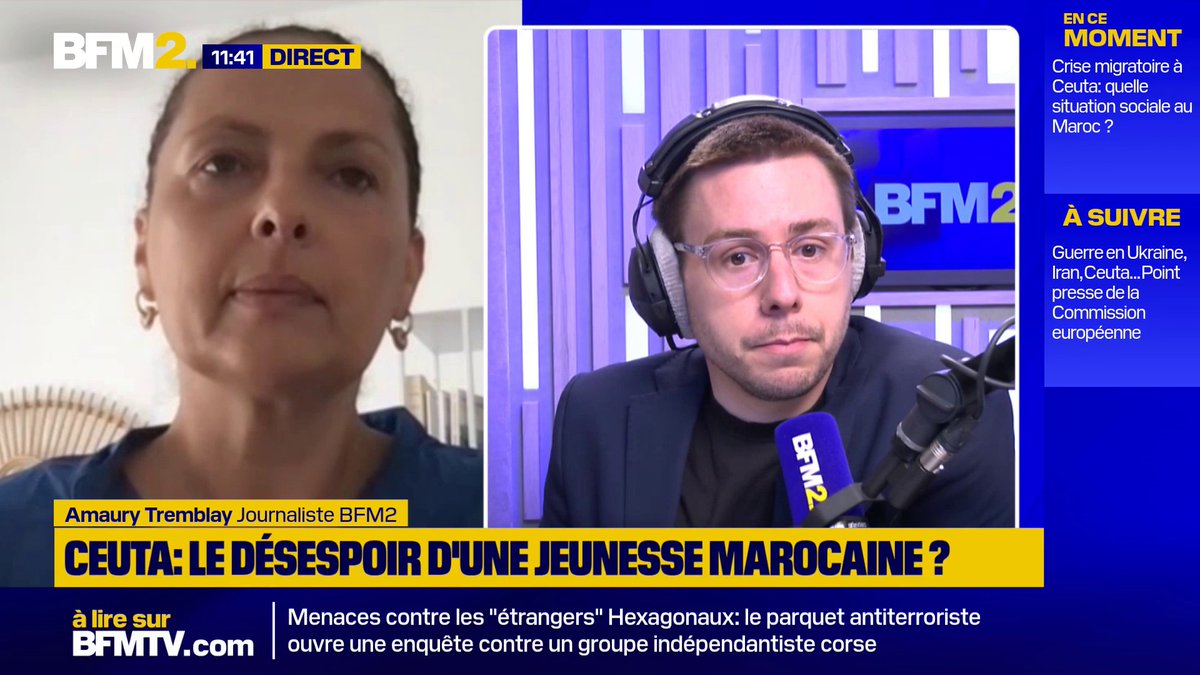 💬 "Vous avez 13% de chômage au Maroc, vous en avez 37% pour la population la plus jeune" Nadia Hachimi Alaoui, professeure en science politique affiliée à l'Université internationale de Rabat, sur les raisons qui poussent les jeunes Marocains à vouloir rejoindre l'Europe #BFM2