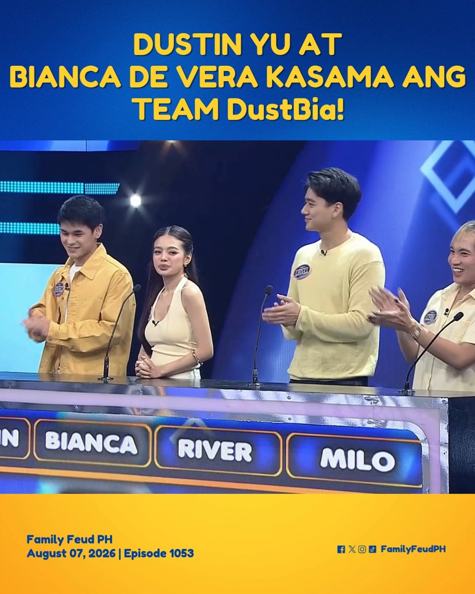 #FamilyFeudPH #SneakPeek: DustBia, ready na mag-slay! Abangan sila bukas, 5:35 PM! Bumisita sa at panoorin ang Kapuso Stream, weekdays, 5:35 PM sa Family Feud PH's Facebook at YouTube.