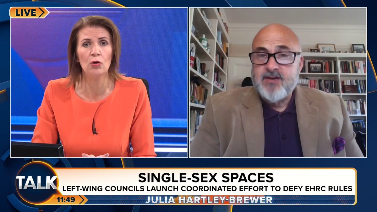 🚨Julia clashes with ex-Labour adviser Paul Richards over whether council staff should be sacked for not following the law on single-sex spaces. Paul: "I don't know is the answer." Julia Hartley-Brewer: "If you urge people to break the law, you shouldn't be in public office!!!"