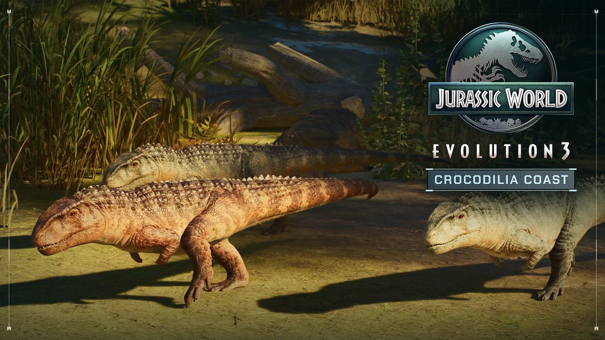 ✅ Robust skull ✅ Armoured skin ✅ Deadly jaw of dagger-like teeth The Postosuchus family unit is included in Jurassic World Evolution 3: Crocodilia Coast. Launching 11 August.