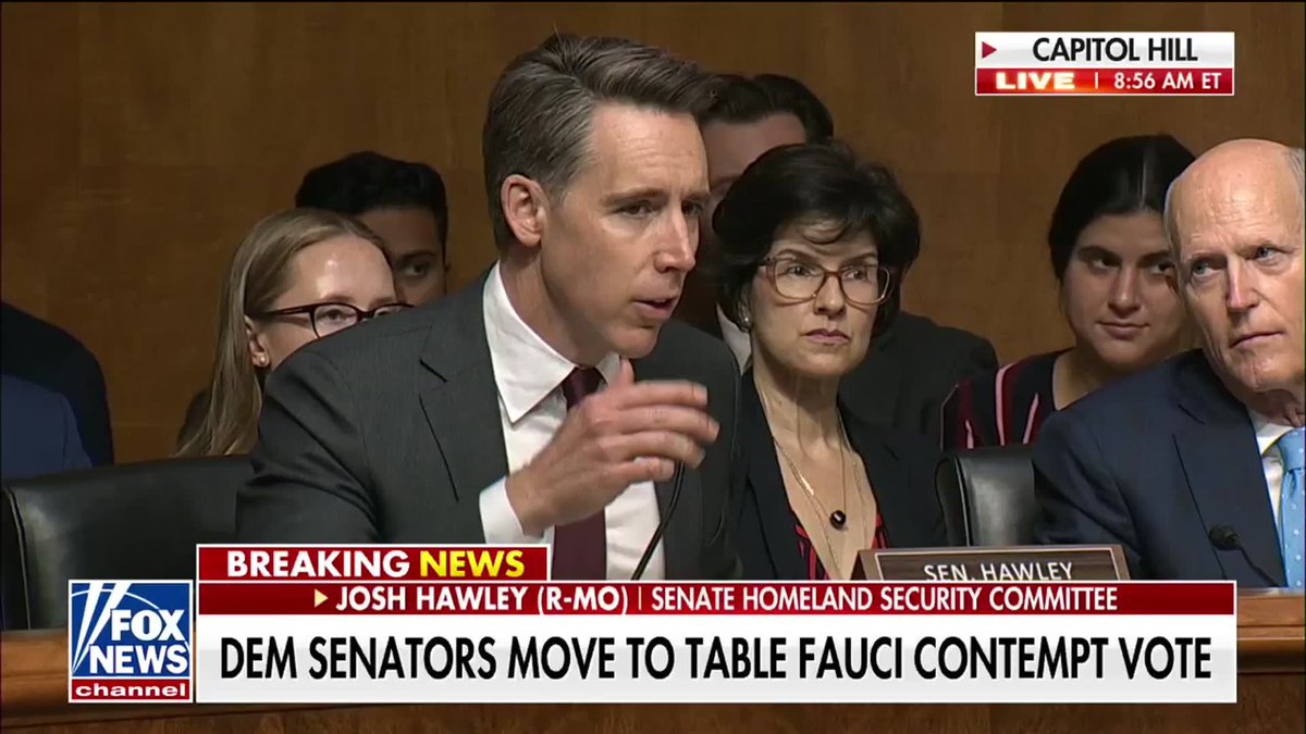 NOW: Sen. Josh Hawley slams Dr. Anthony Fauci's refusal to answer questions about his actions during the pandemic and his personal diary entries surrounding COVID, arguing his invocation of the Fifth Amendment is improper due to his unconditional presidential pardon. Hawley argues that Fauci's refusal to answer basic, non-incriminating questions demonstrated a deliberate effort to sidestep congressional oversight. "It was a predetermined, premeditated design to evade this committee's questions on any subject, including emphatically, those for which he has a pardon."