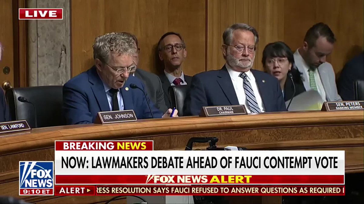 BREAKING: Watch the moment the Senate Homeland Security Committee votes to hold Dr. Anthony Fauci in contempt after the former NIAID director invoked the Fifth Amendment 111 times during congressional hearing on COVID accountability.