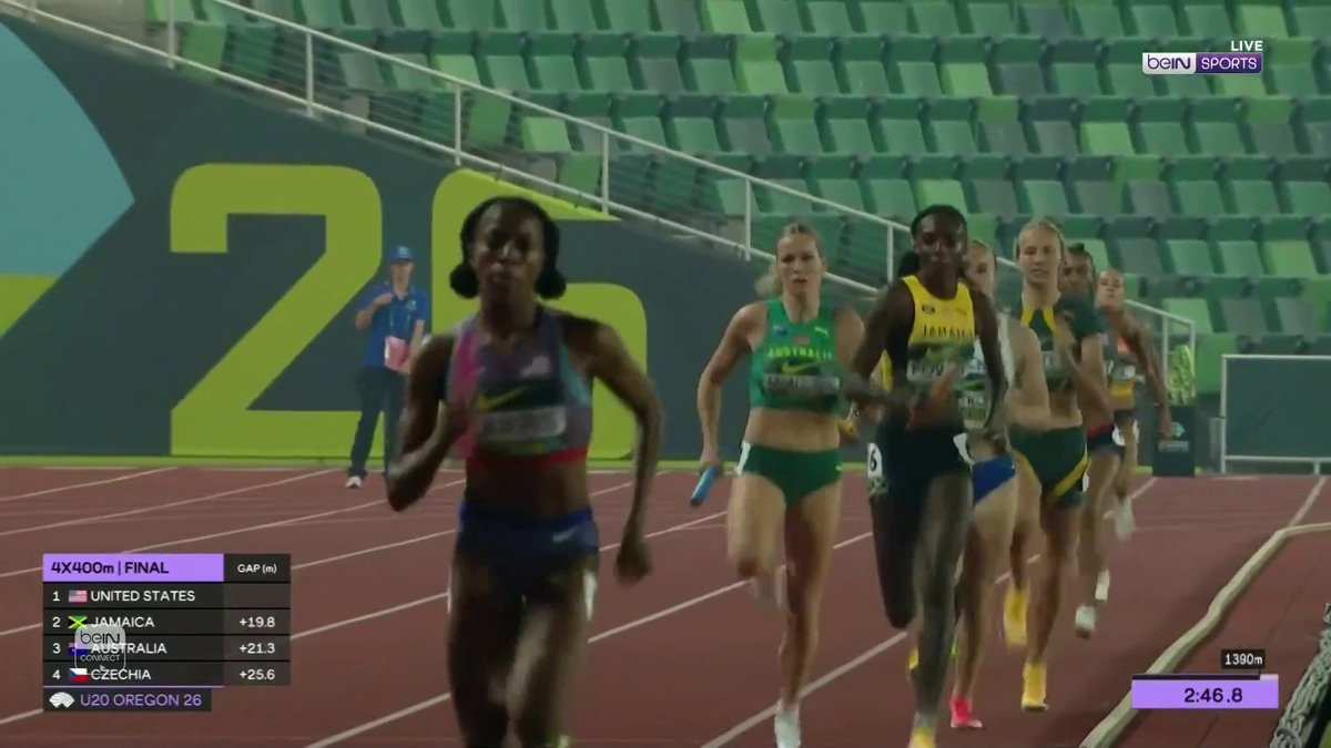 🥇 رقم قياسي عالمي جديد! الولايات المتحدة تحطم رقم بطولة العالم لألعاب القوى للشباب في سباق التتابع المختلط 4×400 متر، وتتوج بالميدالية الذهبية.