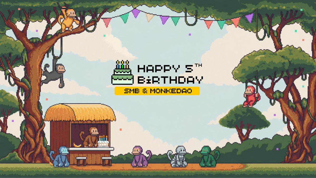 Happy 5th Anniversary, Monkes! 🐒💛 Five years ago, the one and only Solana Monkey Business was born on Solana. None of us knew then that these pixelated Monkes would bring so many people together, or that the community around them would eventually become MonkeDAO🍌. Since then, we’ve shared the highs, weathered the lows, laughed through more chaos than we could ever fit into one post, and watched Solana grow as we grew alongside it. Five years later, we’re still here - connected by friendships that began behind a PFP, shared memories, and a global community that slowly became home. Did you really think we’d let this anniversary pass quietly? Not a chance 👀 So today, we’re looking back at how it all began, how far we’ve come, and the journey that made MonkeDAO🍌 what it is today. This is for those who were there from Day 1, those who joined us along the way, and everyone who helped shape the story we now share. Here’s to five years of Solana Monkey Business, five years of MonkeDAO🍌, and everything still ahead of us. 🍌 👇