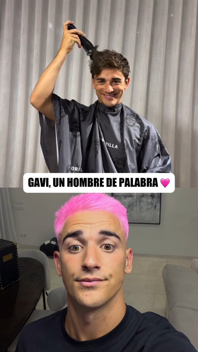 ¡QUÉ GRANDE, GAVI! 👏 🩷 El mediocampista hizo una promesa si España era Campeón del Mundo y ya LA CUMPLIÓ. ✅ Cabello rosa (vía sanrothebarber)