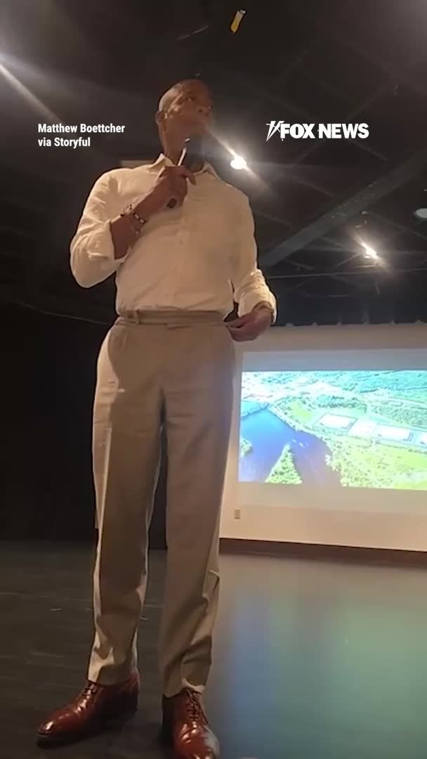 Former NYC mayor Eric Adams gets relentlessly heckled during a public meeting in Wisconsin as he tries to pitch locals on a proposed AI data center in their community. "If we like it or not, folks, data centers are gonna be here," the former New York City mayor tells the crowd before loud jeers and boos break out across the room. Adams spoke as a consulting adviser for PNK Group as local residents pushed back over concerns about the project's impact on the area's power grid and groundwater.