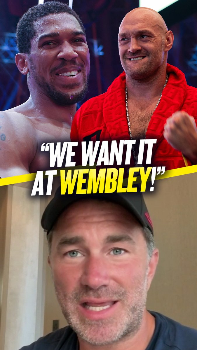 🇬🇧 "AJ made me insert a clause into the contract that said the fight must happen in the UK." ❌ "It sounds like everyone wants to do this at MSG. We don't." Eddie Hearn reveals that both he & Anthony Joshua want his fight against Tyson Fury to take place at Wembley Stadium
