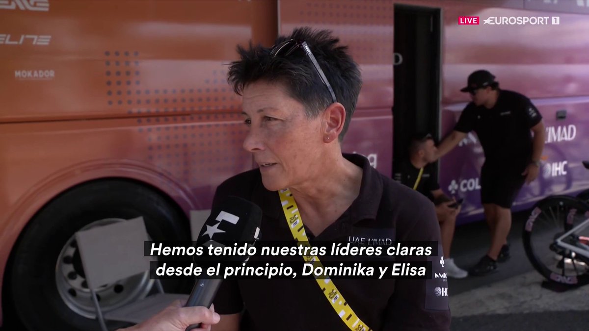 La directora de UAE, Cherie Pridham, en Eurosport: "Hemos tenido nuestras líderes claras desde el principio, Dominika y Elisa" "Vimos una oportunidad con Paula Blasi, pero se lo esta tomando todo con mucha calma" "La presión de los medios está siendo difícil" #LaMontonera
