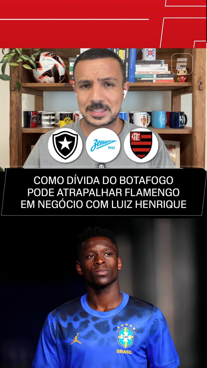 “O Flamengo pode sofrer retaliação do Zenit por conta do Botafogo. O Botafogo recebeu o pagamento à vista do Zenit por Luiz Henrique e teve a pachorra de não pagar ao Zenit pelo Artur. O Botafogo não pagou até hoje. Eu sei que vão me perseguir nas redes sociais por conta disso.” 🎙️ Bruno Andrade, na ESPN. 🎥 ESPN Brasil | SportsCenter Brasil
