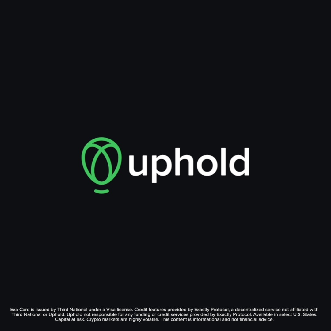 Hold your XRP. Unlock your spending power 💳 Uphold’s U.S. President Nancy Beaton breaks down how the Exa Credit Card, powered by Exactly Protocol 𝚵, lets you put your $XRP up as collateral and choose a payment plan that works for you. Watch full breakdown ↓ Now available in select U.S states. Powered by Exactly Protocol. See terms for rate, payment and other details. Crypto-assets are highly volatile and involve risk.