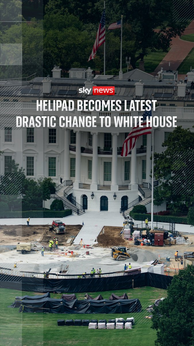 The new helipad on the White House South Lawn is being constructed to accommodate a new supersized Marine One helicopter. It is just the latest project of Donald Trump's term, with a ballroom construction also underway. 🔗