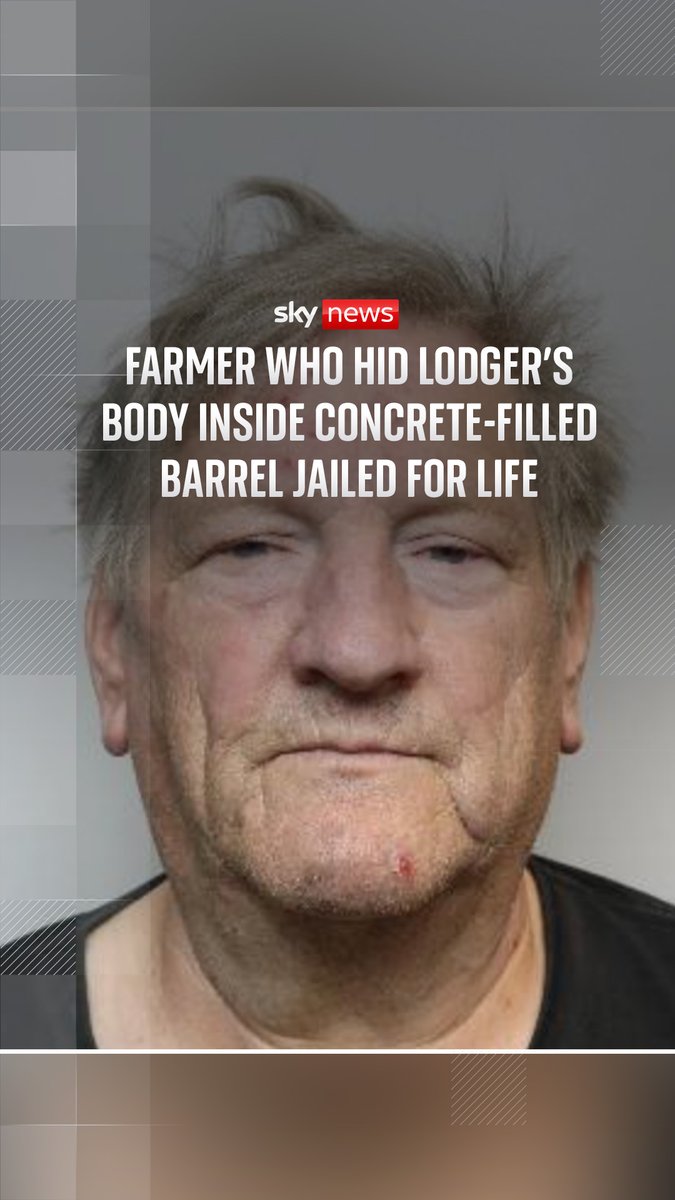 Former butcher Christopher Wright murdered his lodger Richard Dyson, dismembered his body and hid the remains in a concrete-filled barrel for six years. He was sentenced to life in prison with a minimum of 35 years. Frazer Maude reports. 🔗