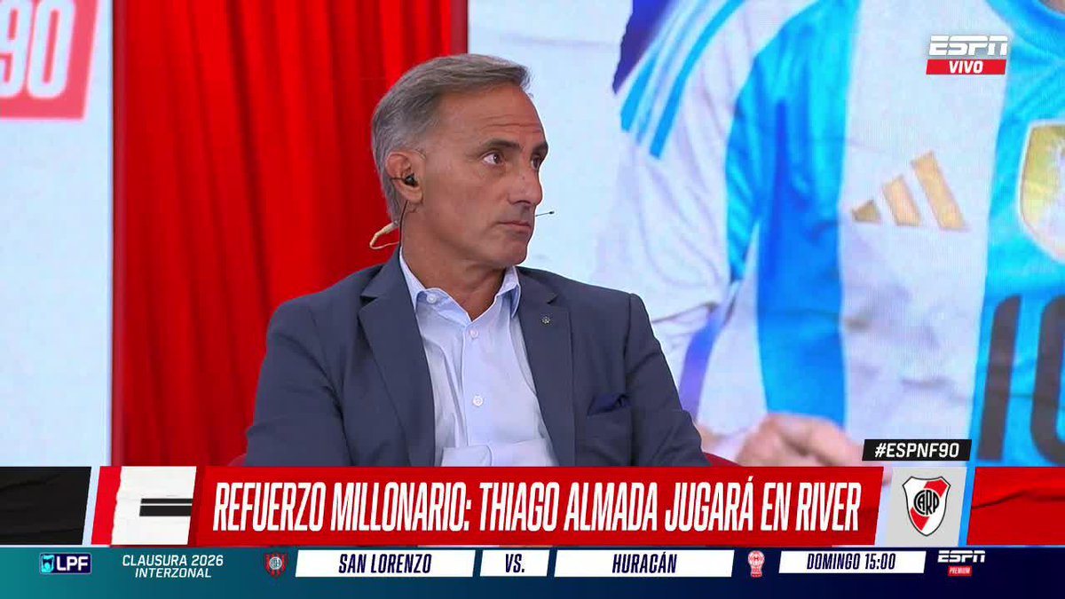"COMO ESTÁ JUGANDO RIVER ES MUY TÓXICO PARA JUGAR BIEN AL FÚTBOL" Diego Latorre, el juego actual del Millonario y la llegada de Thiago Almada. ▶️ Mirá #ESPNF90 en el Plan Premium de #DisneyPlus