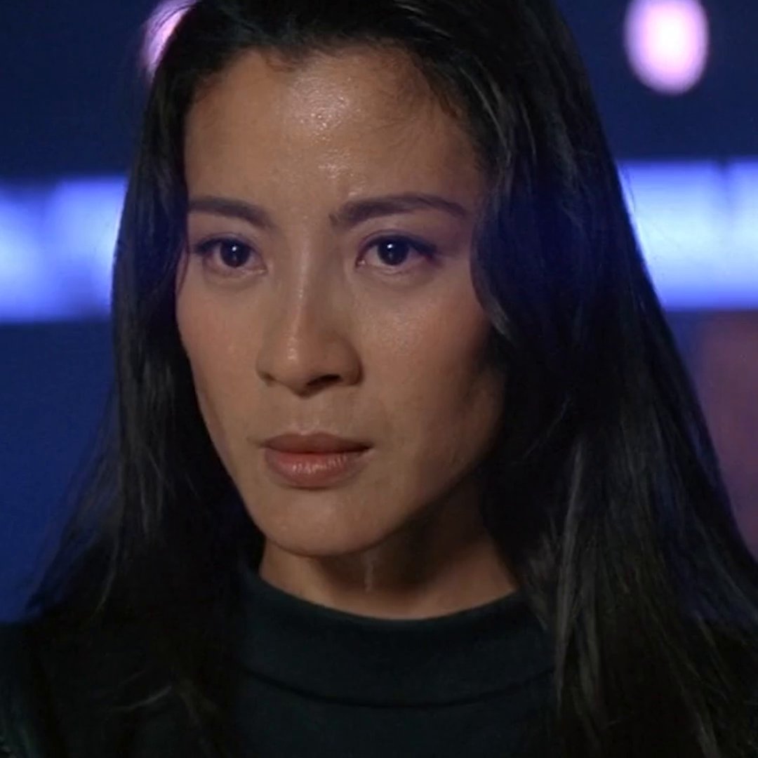 She works alone. Usually… Wishing Michelle Yeoh (Wai Lin in TOMORROW NEVER DIES) a happy birthday today.