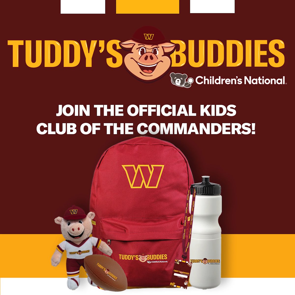 Introducing Tuddy’s Buddies, the official kids club of the Commanders presented by Children's National Hospital 🏥! 🐽