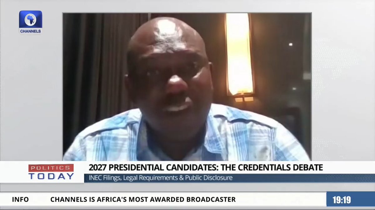 Tinubu’s Credentials: "If the president says it's an accusation, let him come out and tell Nigerians, ‘This is my primary school certificate. This is my secondary school certificate,'" — Kalu Kalu, Lawyer and ADC member #PoliticsToday