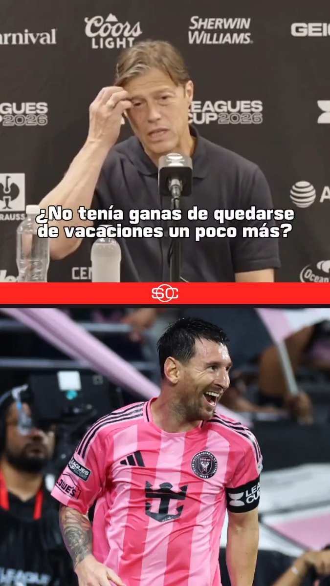 Momento de SINCERICIDIO del Pelado Almeyda en conferencia de prensa… El DT de Monterrey palpitó el duelo vs. Inter Miami de Messi por la #LeaguesCup… ¡Imperdible! 📹 Leagues Cup on Apple