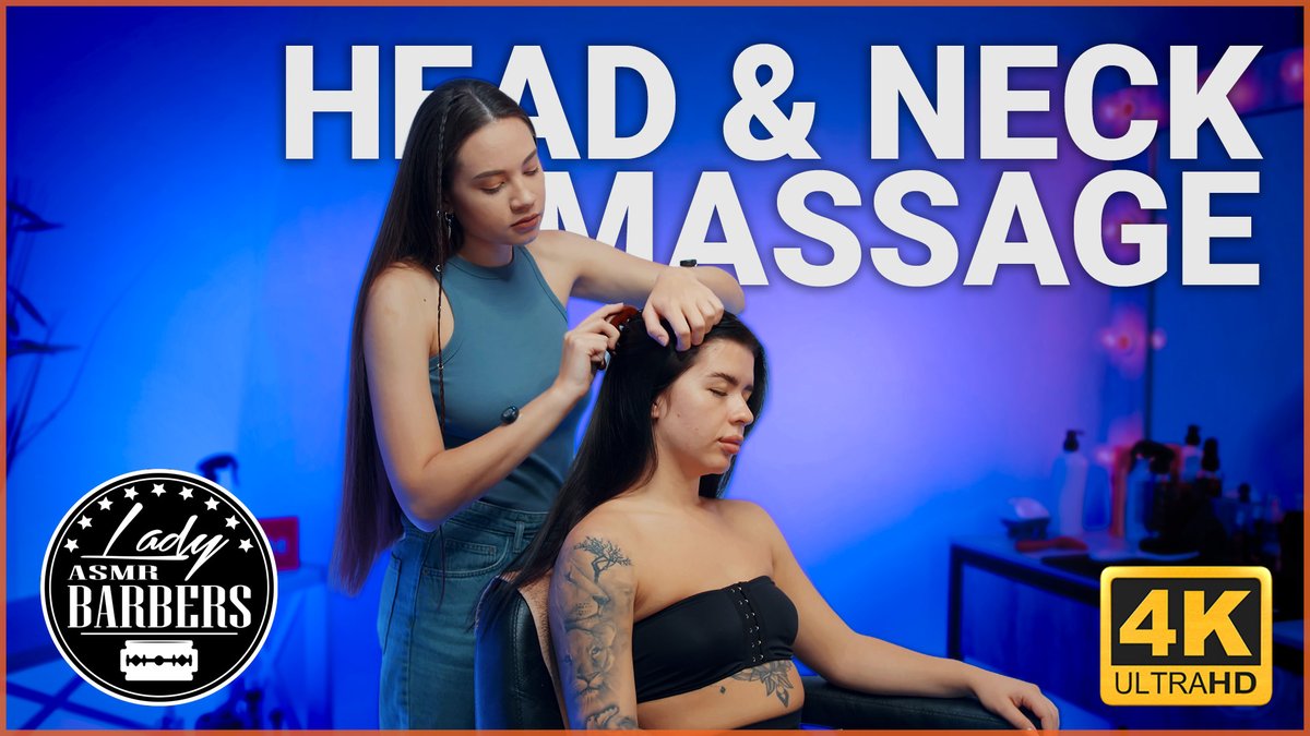 Head, neck &amp; shoulders — Sandra's triple relaxation combo 💆‍♀️ #ASMR #LadyBarber #NeckMassage #BarberMassage #Relaxation