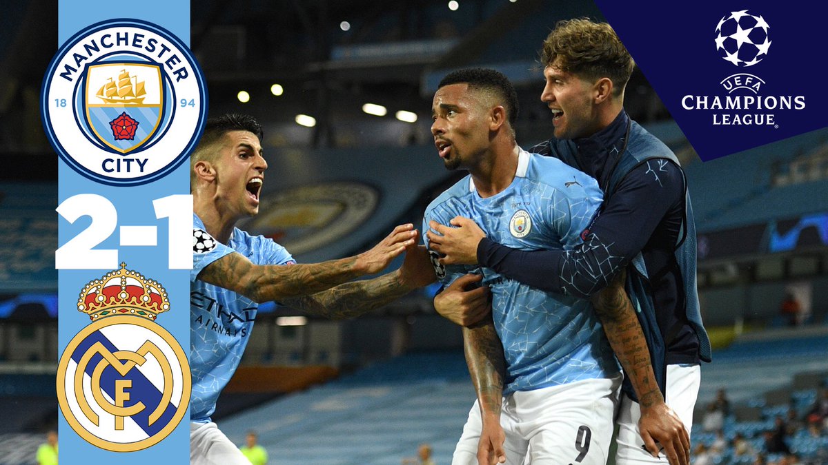 #OnThisDay: #ManCity 2-1 Real Madrid [2020] ⚽️ [9’] Raheem Raheem Sterling ⚽️ [68’] Gabriel Jesus - ⚽️ [28’] Karim Benzema [Agg: 4-2]