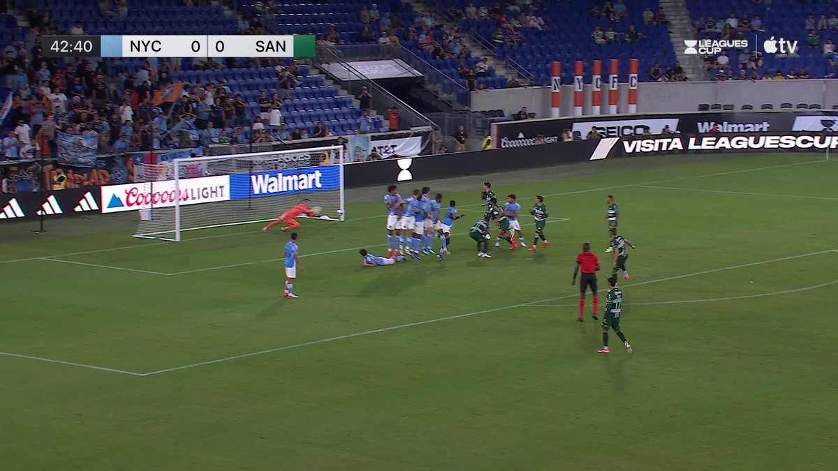Matt Freese denies the Santos free kick! 🧤 📺 Apple TV: