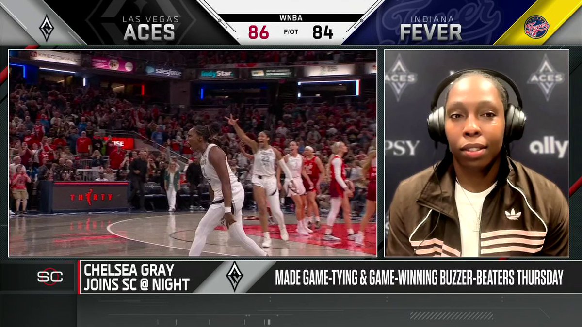 Chelsea Gray joins SportsCenter to discuss her record-breaking buzzer beaters to lead the Aces to the win in overtime 🔥