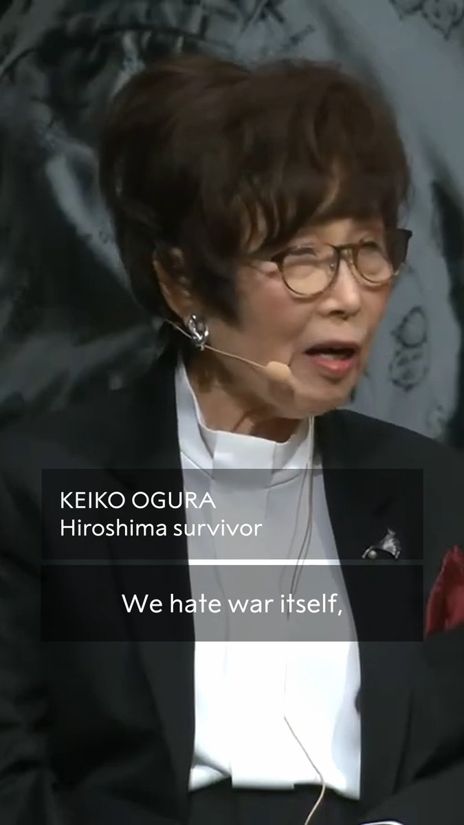 "Before I die, I want to see a world free of nuclear weapons." Listen to Keiko Ogura's powerful message – a plea for peace from someone who lived through the unthinkable. #NuclearWeapons #NobelPrize #NobelPeacePrize