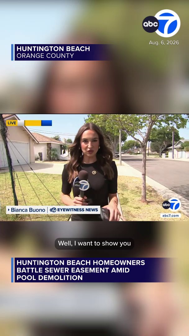 The Orange County Sanitation District continued work this week on a controversial sewer easement project, demolishing another backyard pool as a legal battle with homeowners along Rhone Lane moves toward trial.
