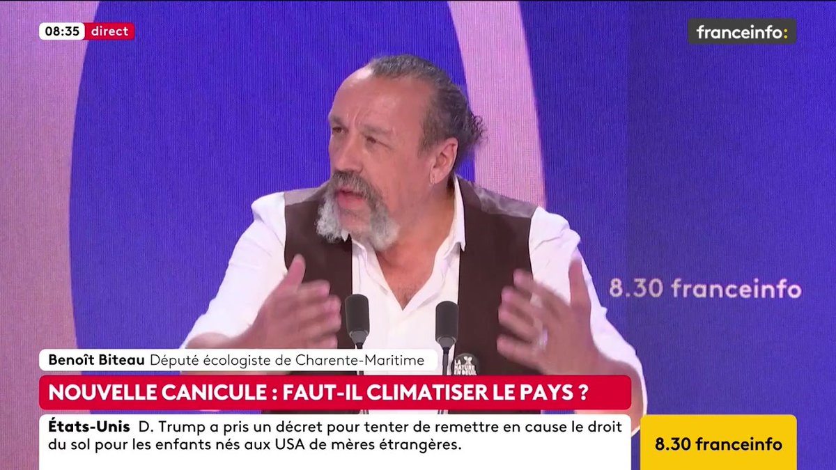 🔴 Nouvelle canicule : faut-il climatiser le pays ? ➡️"Ce ne sont pas forcément les climatisations dans les bureaux dont on a besoin. C’est de s’attaquer frontalement au dérèglement climatique, ce qu'on ne fait pas", dit Benoît Biteau, député Les Écologistes de Charente-Maritime