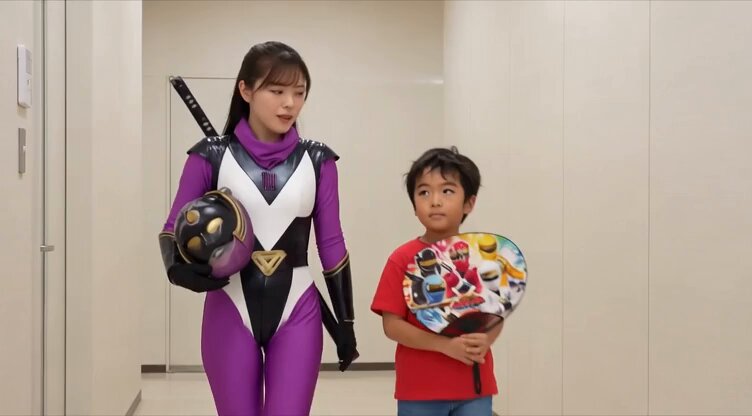 ヒーローショー10分前 #花のくノ一組 #おねショタ #Grok